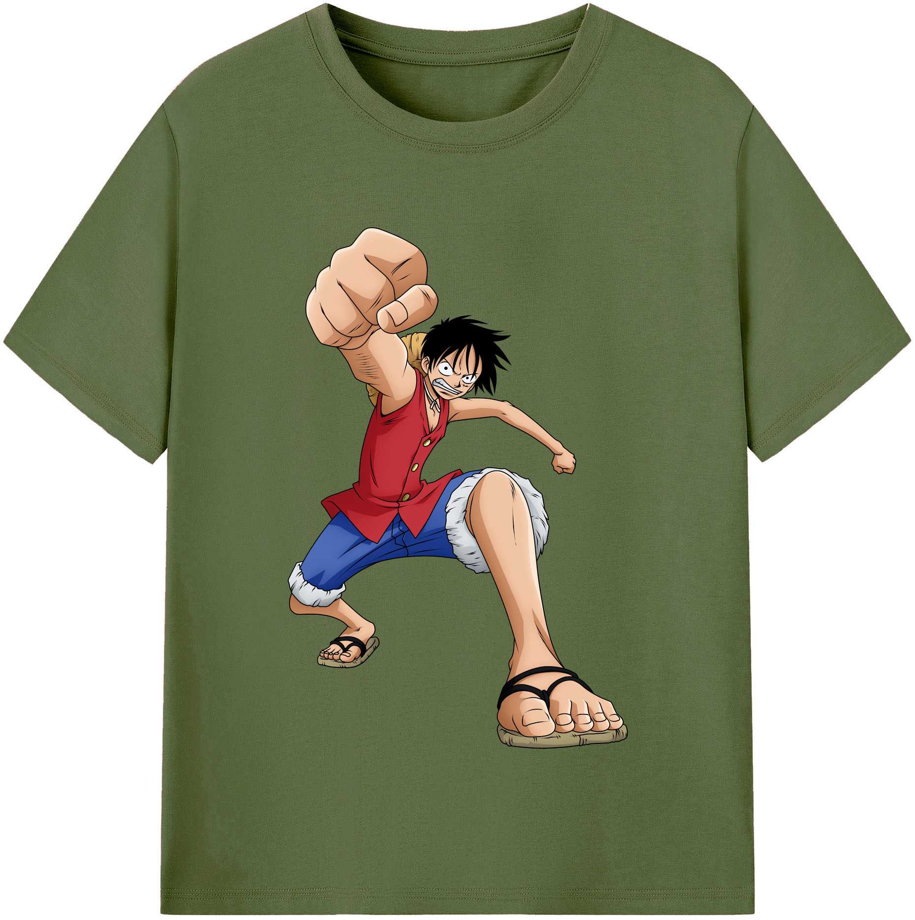 ワンピース モンキー・D・ルフィ ONE PIECE Monkey D. Luffy 綿100％半袖Tシャツ（フロントプリント）
